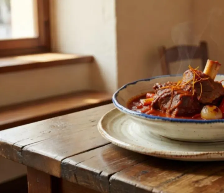 Emplatado elegante de un plato de autor en el bistró Cocinaycartas